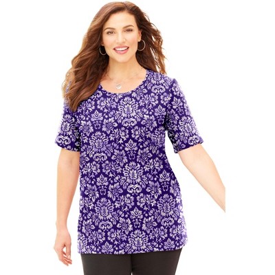 Catherines Women's Plus Size Petite Suprema Ultra-Soft Scoopneck Tee