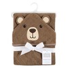 Hudson Baby Unisex Baby Cotton Animal Face Hooded Towel, Brown Bear, One Size - 2 of 2