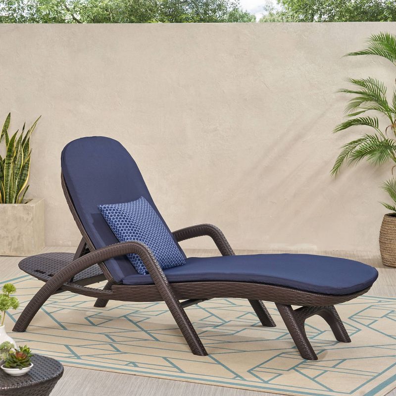 Waverly Patio Faux Wicker Chaise Lounge Navy - Christopher Knight Home, 3 of 7