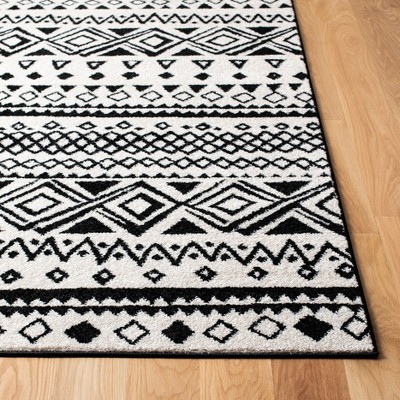 Ivory Charcoal Hand-Knotted 4'x6' Synthetic Easy-Care Area Rug