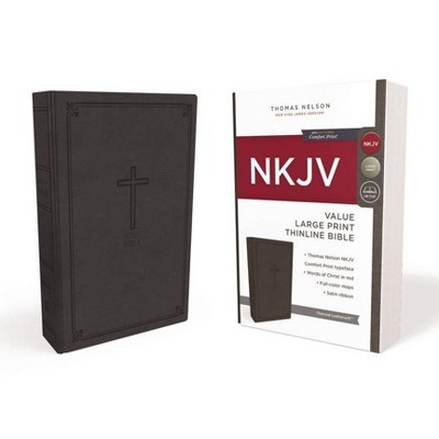 NKJV, Value Thinline Bible, Large Print, Imitation Leather, Black, Red Letter Edition - by  Thomas Nelson (Leather Bound)