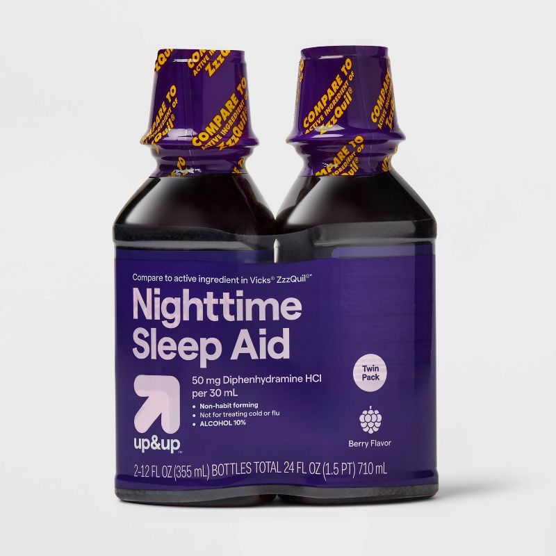 Diphenhydramine HCl Nighttime Sleep Aid Liquid - Berry - 12 fl oz - up &#38; up&#8482;, 1 of 9