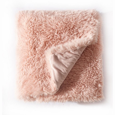 Lily Ny Luxury Plush Shaggy Fuzzy Fluffy Faux Fur Throw Blanket-50x60-blush  : Target