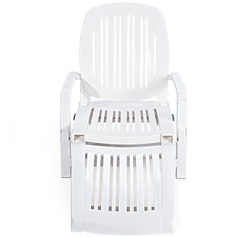 Tangkula Patio Lounge Chair Chaise Recliner Adjustable Backrest All Weather for Outdoor&Indoor Wheels White, 5 of 7