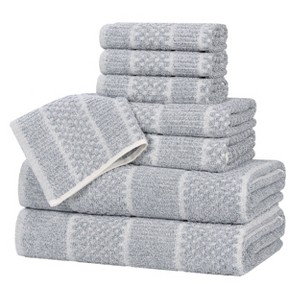 Viscose Cotton Blend Medium Weight Soft Textured Checkered and Ribbed Towel Set by Blue Nile Mills - 1 of 4