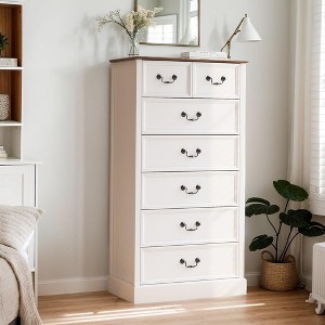 7 Drawers Rustic Dresser for Bedroom, Wood Modern Dresser Chest of Drawers Organizer Storage - 1 of 4