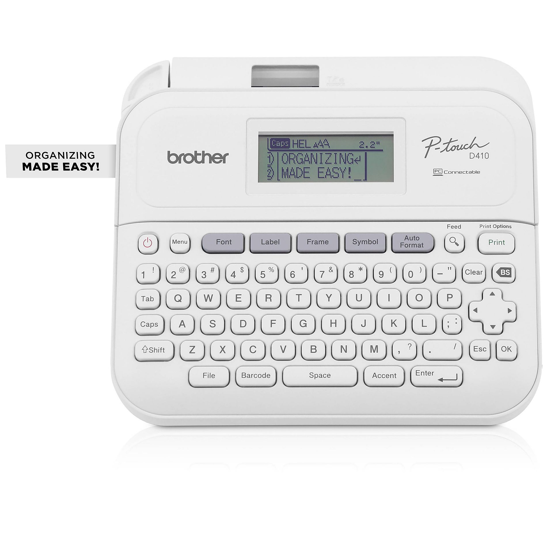 Brother P-Touch PT-D410 Connected Label Maker: Mobile Printer, USB, Windows Compatible, White, Optional AA Battery