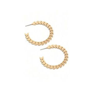 Slickblue Women's Metal Hoop Earrings, Leaf Pattern Design, Lightweight Party Jewelry, Gold/Silver, 1.5 Inch - 1 of 3