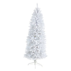 Nearly Natural 6-ft Slim White Artificial Christmas Tree with 743 Bendable Branches - 1 of 4