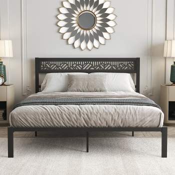 Galano Candence Arch Metal Frame Queen Platform Bed in Black, White