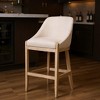 HomeRoots 31" Beige and Natural Fabric and Solid Wood Bar Height Bar Chair - 2 of 4