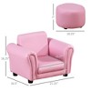Aghana Digitals 2-Piece Kids Sofa & Footstool Set, Pink Upholstered Armchair with Wooden Frame, - 2 of 4