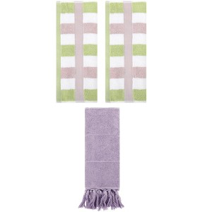 REGALWOVEN 3 Packs Cotton Absorbent Soft Decorative Bathroom Hand Towel for Kitchen - 1 of 4