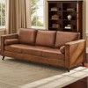 81" Faux Leather 3 Seater Sofa, Mid Century Modern Deep Seat Couch, Upholstered Cushion & Removable Cover, Brown PU Couch for Living Room - 4 of 4