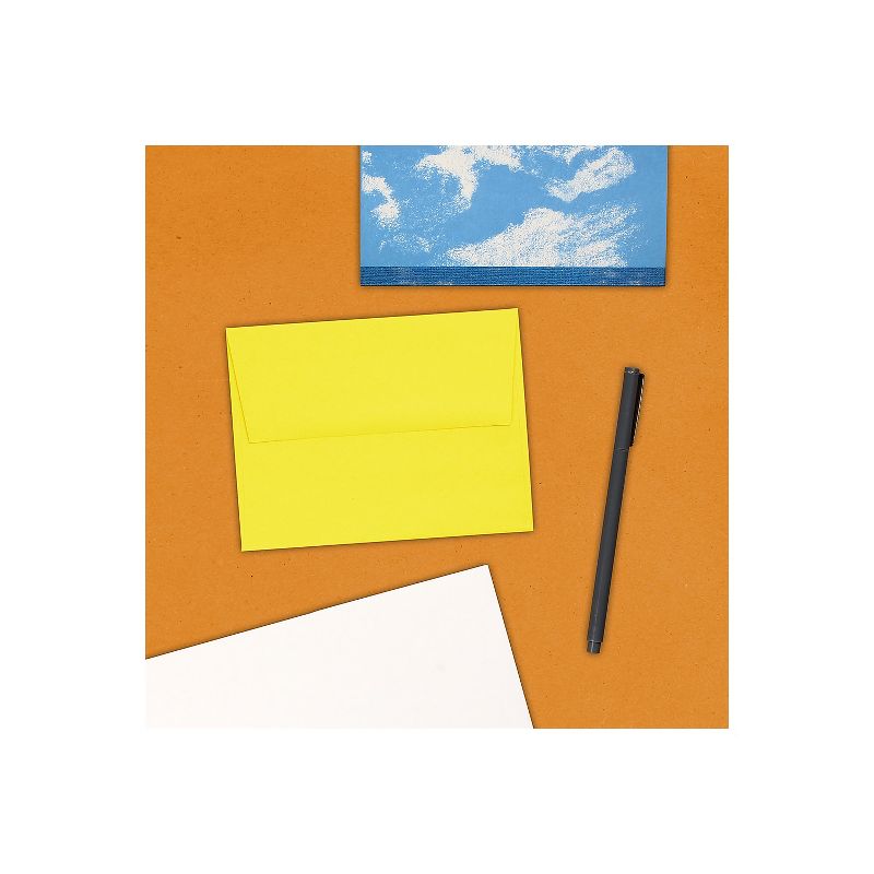 JAM Paper A2 Colored Invitation Envelopes 4.375 x 5.75 Yellow Recycled Bulk 250/Box (15839H) , 4 of 5