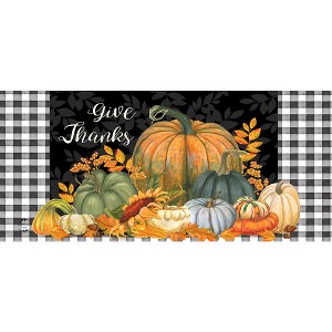 Briarwood Lane Fall Checkered Give Thanks Mini Mat 22x10 Indoor Outdoor For Fall Doormat - 1 of 3