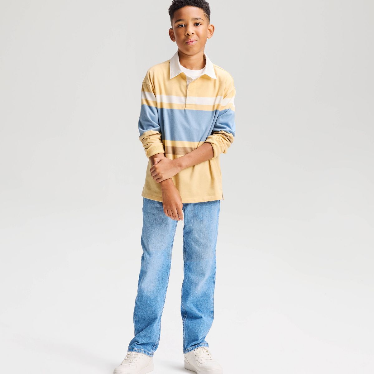 Boys' Long Sleeve Relaxed Fit Striped Rugby Polo Shirt - Cat & Jack™ - thumbnail 10