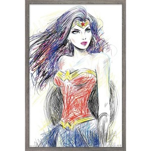Trends International DC Comics - Wonder Woman - Sketch Framed Wall Poster Prints - 1 of 4