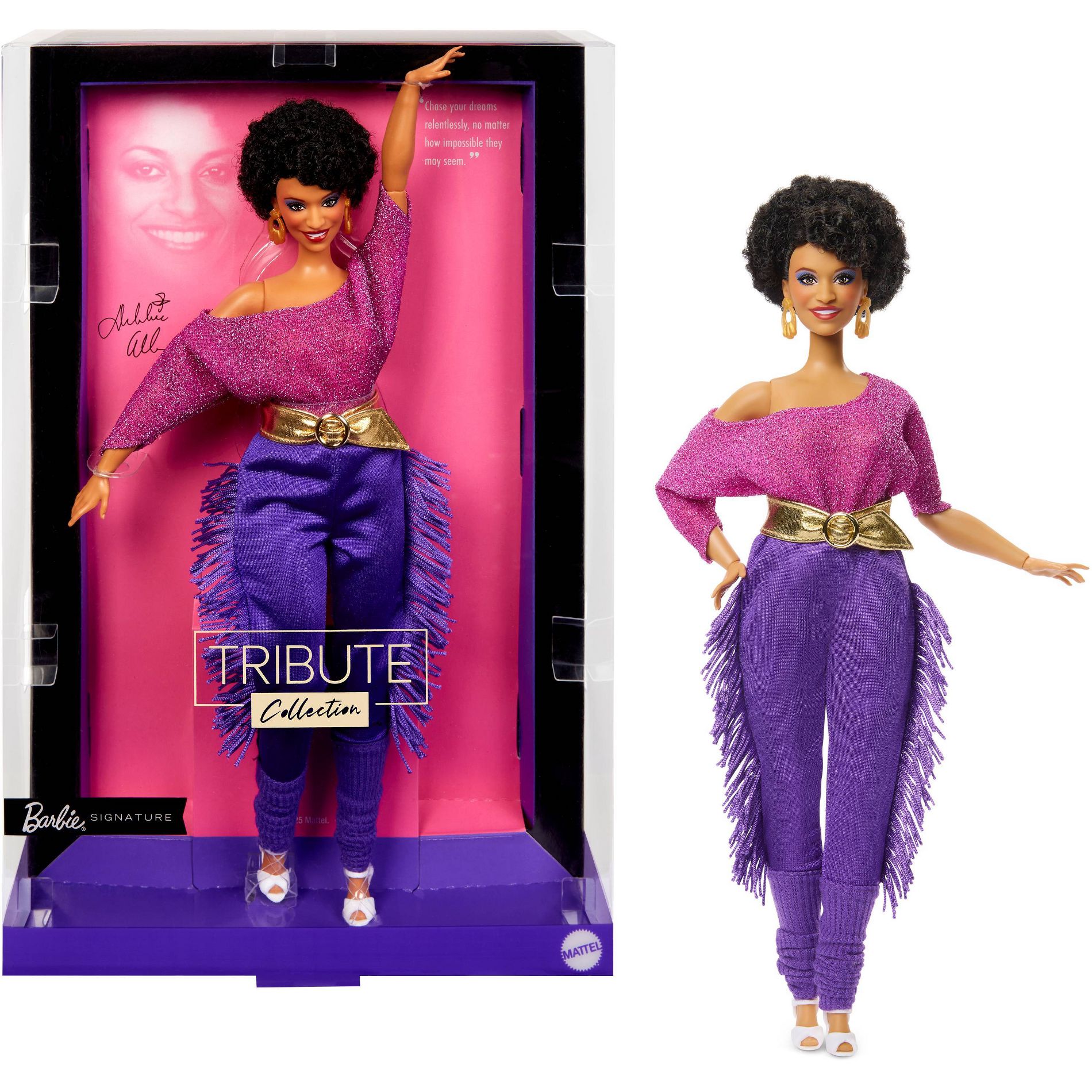 Barbie Signature Tribute Collection Debbie Allen Doll in Purple Fringe Pants and Legwarmers