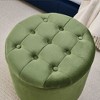 Sapphtopaz Round Storage Ottoman Upholstered Footstool with Wood Legs and Flip-Top Lid for Living Room, Bedroom, Entryway - 4 of 4