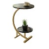 Kings Brand Furniture – Modern Oval Side Table, Dual Shelf Faux Marble Accent Table, Small End Table for Living Room or Bedroom - 2 of 4