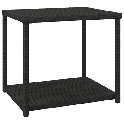 vidaXL Side Table, Black, 21.7"x17.7"x19.3", Poly Rattan