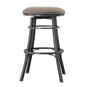 Old-Rolled Steel Backless Swivel Bar Chair with Upholstered Seat, Foam Cushion, 360¡ã Swivel, Powder-Coated Finish, Metal Footrest - 1 of 4