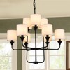 PAKOKULA 9-Light Matte Black Traditional Branch Chandelier with White Fabric Shade - 2 of 4