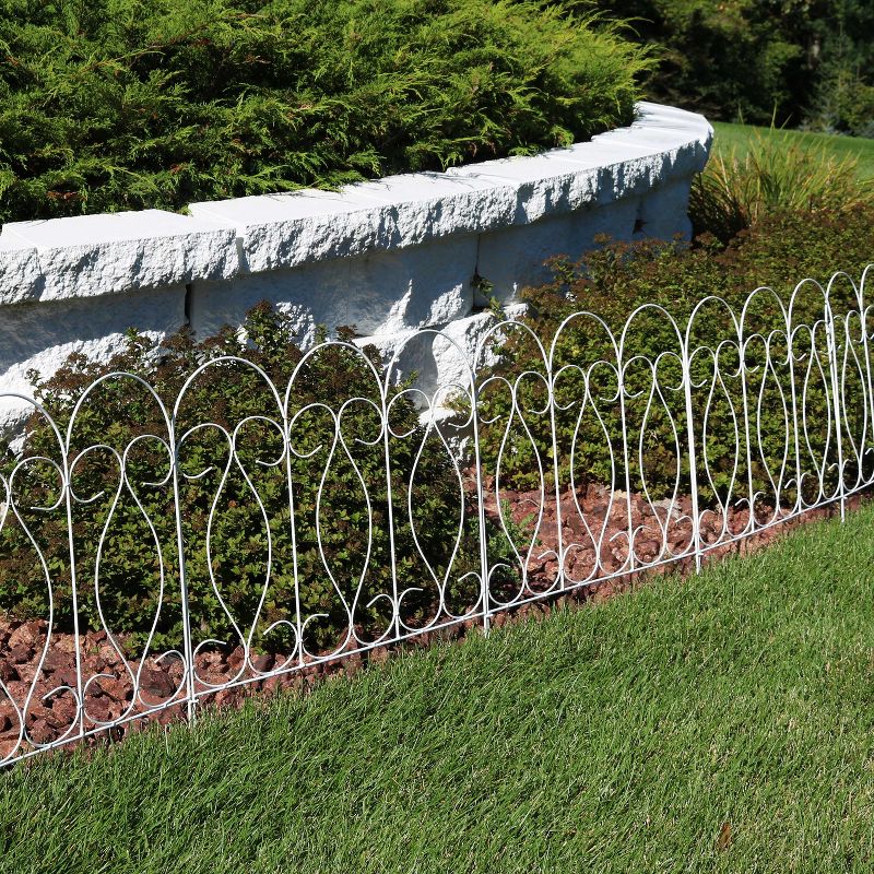 Sunnydaze Outdoor Lawn and Garden Metal Traditional Style Decorative Border Fence Panel Set - 10' - 5pk, 2 of 10