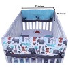Bacati - Safari Animals Aqua/Orange/Gray Boys Cotton Crib Rail Guard Covers set of 2 - 3 of 4