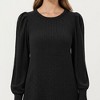 Anna-Kaci Women's Ribbed Knit Long Sleeve Dress with Puff Shoulder Detail and Relaxed A-Line Silhouette - 4 of 4