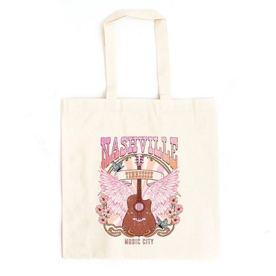 City Creek Prints Nashville Wings Canvas Tote Bag - 15x16 - Natural