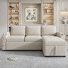 Whisen 83.5" L-shaped Sectional Couch, Convertible Sofa Bed with Ample Storage Space, Two Cup Holders - 3 of 4