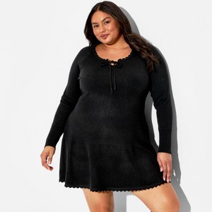 Women's Long Sleeve Keyhole Mini Sweater Dress - Wild Fable™ - 1 of 3