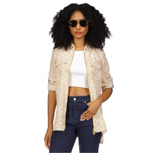 Michael Kors Womens Animal Print Zip Front Tunic Blouse - 1 of 1