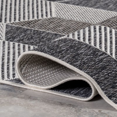 Imogene Gray Geometric Synthetic Indoor/Outdoor Area Rug