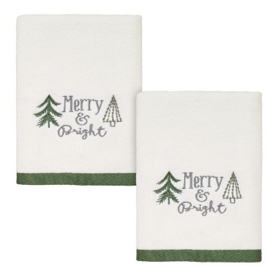 Saro Lifestyle Merry & Bright Embroidered Christmas Tree Guest Towel (set  Of 4), 14x22, Silver : Target