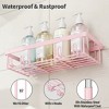 XINGHANZHENXUAN Adhesive Shower Caddy 5-Pack, Rustproof Pink Bathroom Shelves | No-Drilling Wall Mount Organizer Set for Shampoo & Bath Essentials - 3 of 4