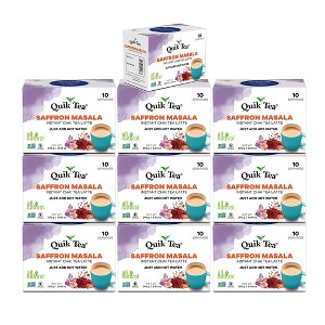 QuikTea, Chai Tea Latte 10 Boxes of 10 each, Saffron Masala, 100 Count - Indian Tea (10 Count (Pack of 10)) - 1 of 4