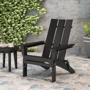 CAVINAS Acacia Wood Folding Adirondack Chair, Rustic Outdoor Lounge Chair with Foldable Design, Patio Folding Chair, Outdoor Seating for Garden - 1 of 4