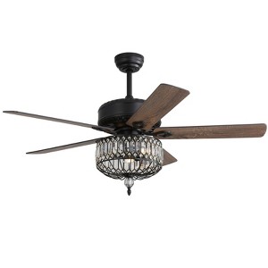 Sofucor Ceiling Fan with Lights 52'' Industrial Vintage Crystal Style Chandelier 6 Wind Speed Adjustable with Remote Dining Room Living Room Bedroom - 1 of 4