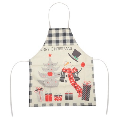 Unique Bargains Christmas Aprons Linen Beige White Black Red Gray 21.65"x26.77" 1 Pcs