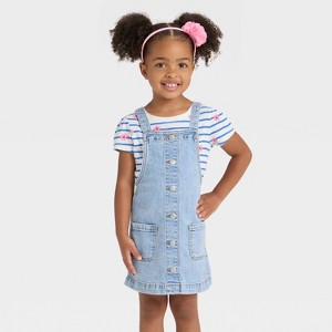 Toddler Girls' Denim Skirtalls - Cat & Jack™ Light Wash - 1 of 3