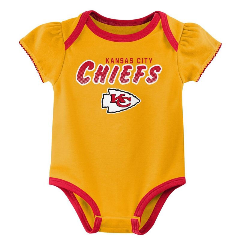 NFL Kansas City Chiefs Baby Girls&#39; Onesies 3pk Set, 3 of 5