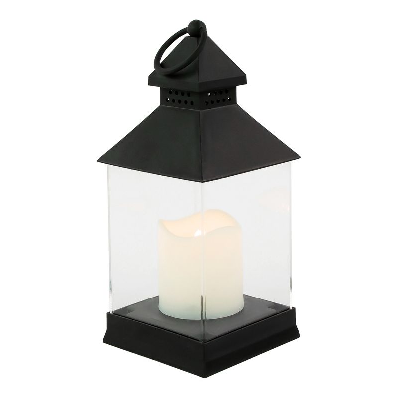 Northlight 9.5" Black Candle Lantern with Flameless LED Candle, 4 of 6