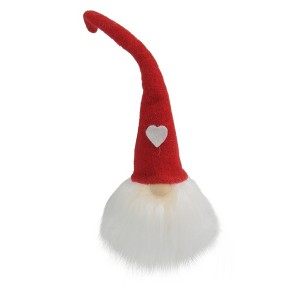 Northlight 13" Pre-Lit Red and White Gnome with Hat and Heart Christmas Decoration - 1 of 2
