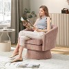 360° Swivel Lounge Chair – Plush Chenille Upholstery, Wooden Base with Ottoman, Adjustable (Beige/Grey/Green/Pink) for Living Room & Bedroom - 2 of 4