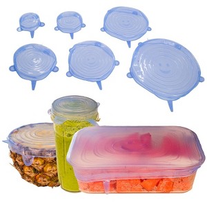 5 Star Super Deals Silicone Stretch Food Lids 6 Pack - Reusable Leak-Proof Containers Covers for Fresh Food Storage & Plastic Containers, Jars, bins - 1 of 4