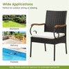 Tangkula Set of 2 PE Wicker Chairs Acacia Wood Armrests w/ White Soft Zippered Cushion Patio - 2 of 4