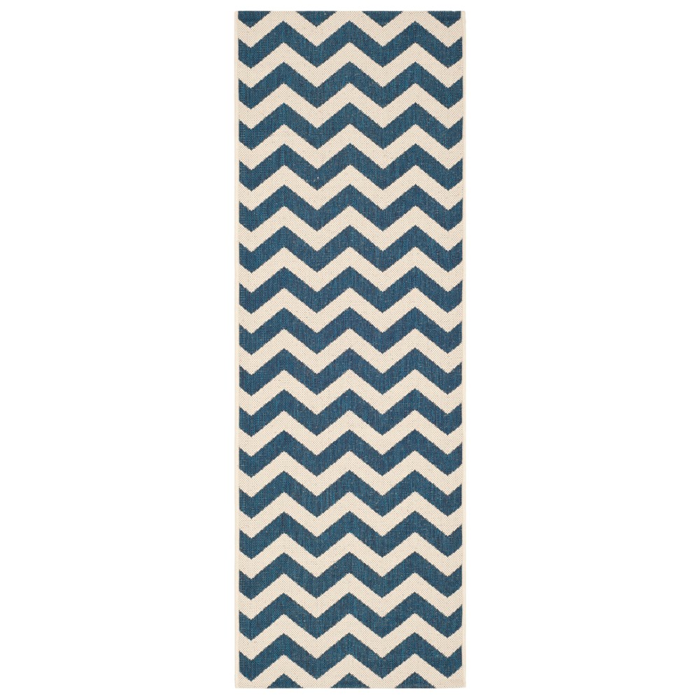 2'3inX10' Runner Rectangle Elvas Outdoor Patio Rug Navy/Beige - Safavieh